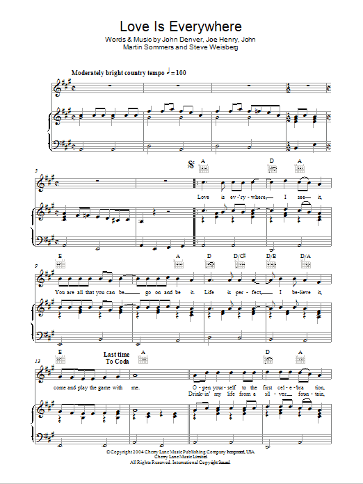 Produktgalerie: Seite 1 von 1 Love Is Everywhere, John Denver, Gesang, Gitarre, Klavier