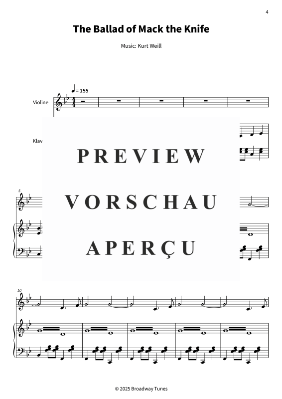 Product gallery: Page 6 of 11 The Ballad of Mack the Knife, , (violin and piano)