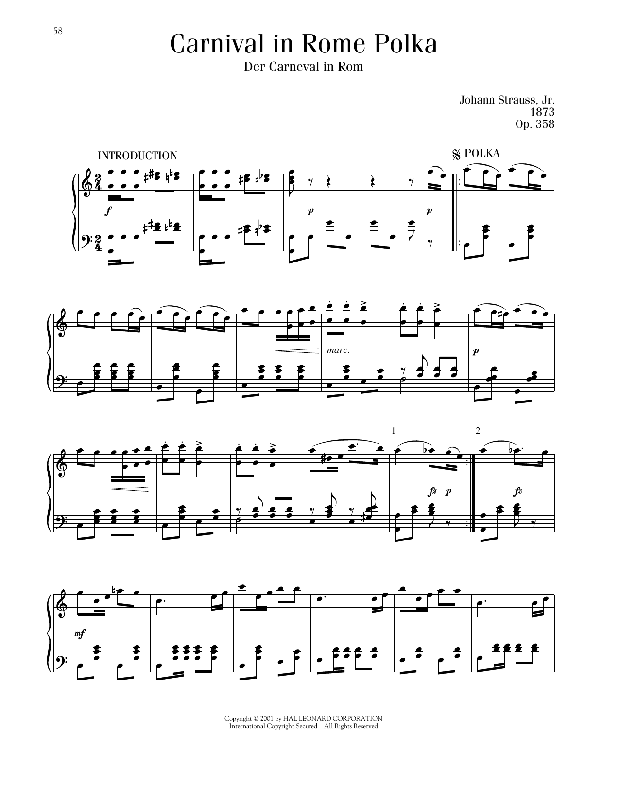Produktbild zu: Carnival In Rome Polka, Op. 358