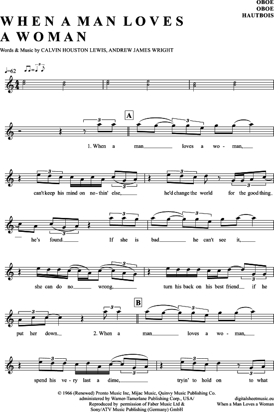 Produktgalerie: Seite 1 von 4 When a man loves a woman , Sledge, Percy, (Oboe)