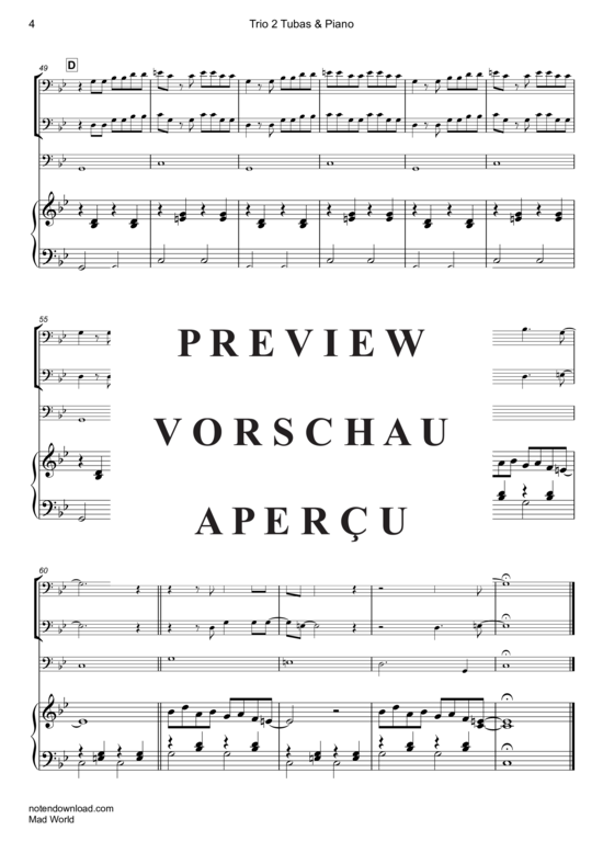 Product gallery: Page 5 of 10 Mad World , Andrews, Michael & Jules, Gary, (2x Tuba + Clavier, Violoncello opt.)