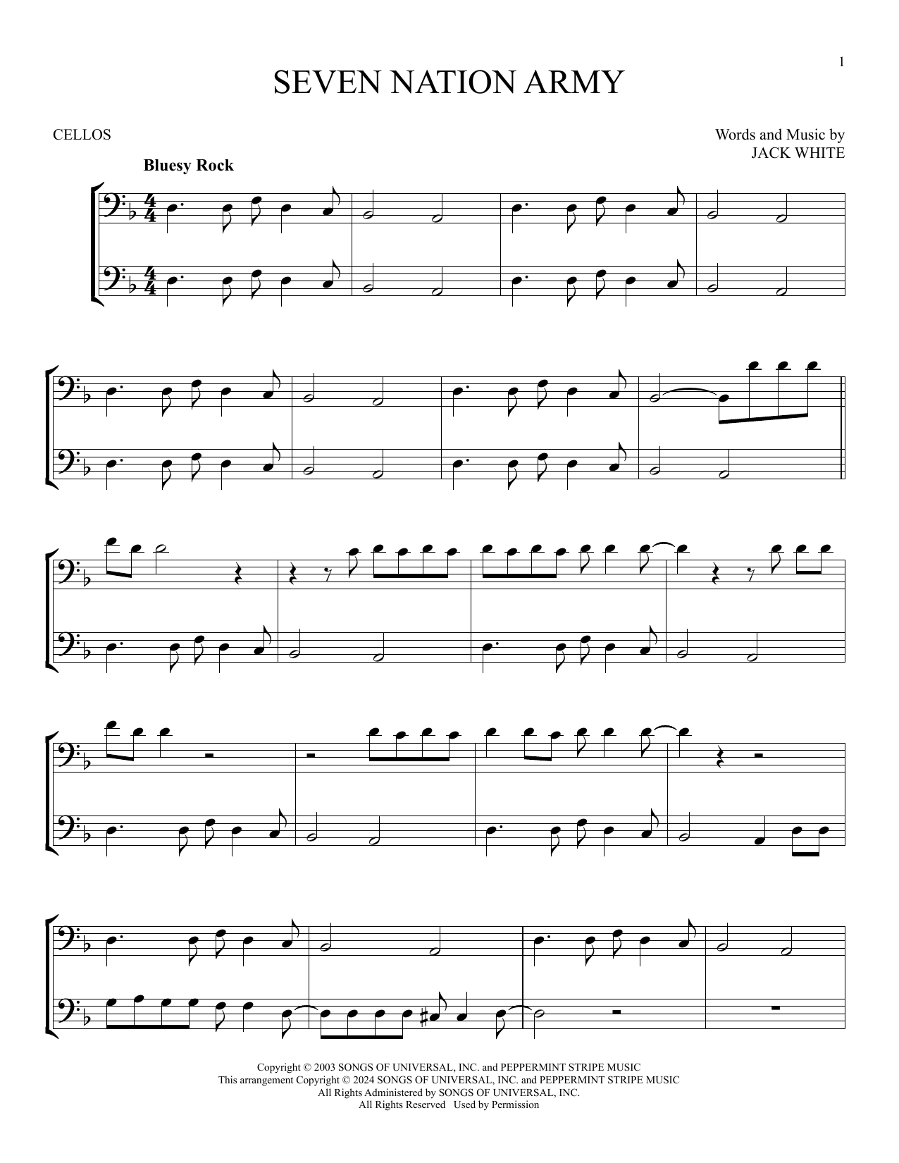 Produktgalerie: Seite 1 von 1 Seven Nation Army, White Stripes, Violoncello