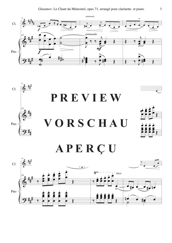 Product gallery: Page 4 of 12 Le Chant du Ménestrel, Opus 71 , , (clarinet in Bb + piano)
