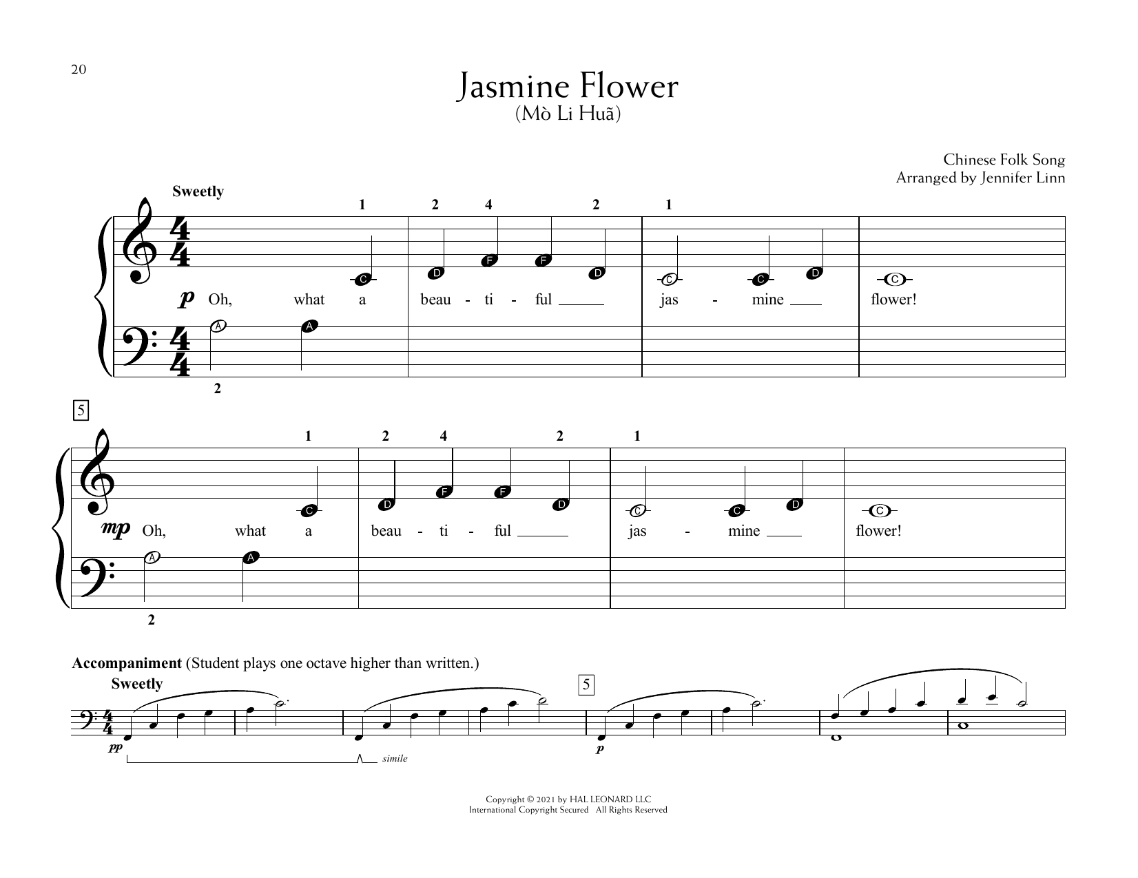 Produktbild zu: Jasmine Flower (Mò Li Huã) (arr. Jennifer Linn)