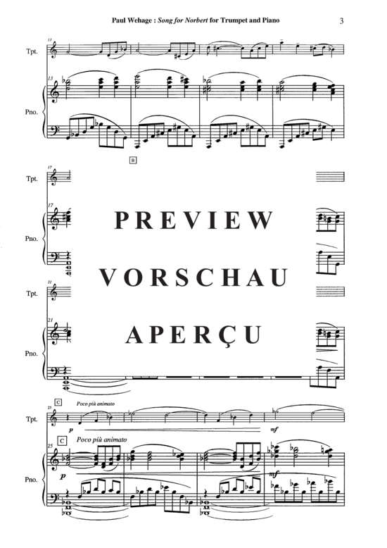 Produktgalerie: Seite 4 von 13 Song for Norbert , , (Trompete in B oder C + Klavier)