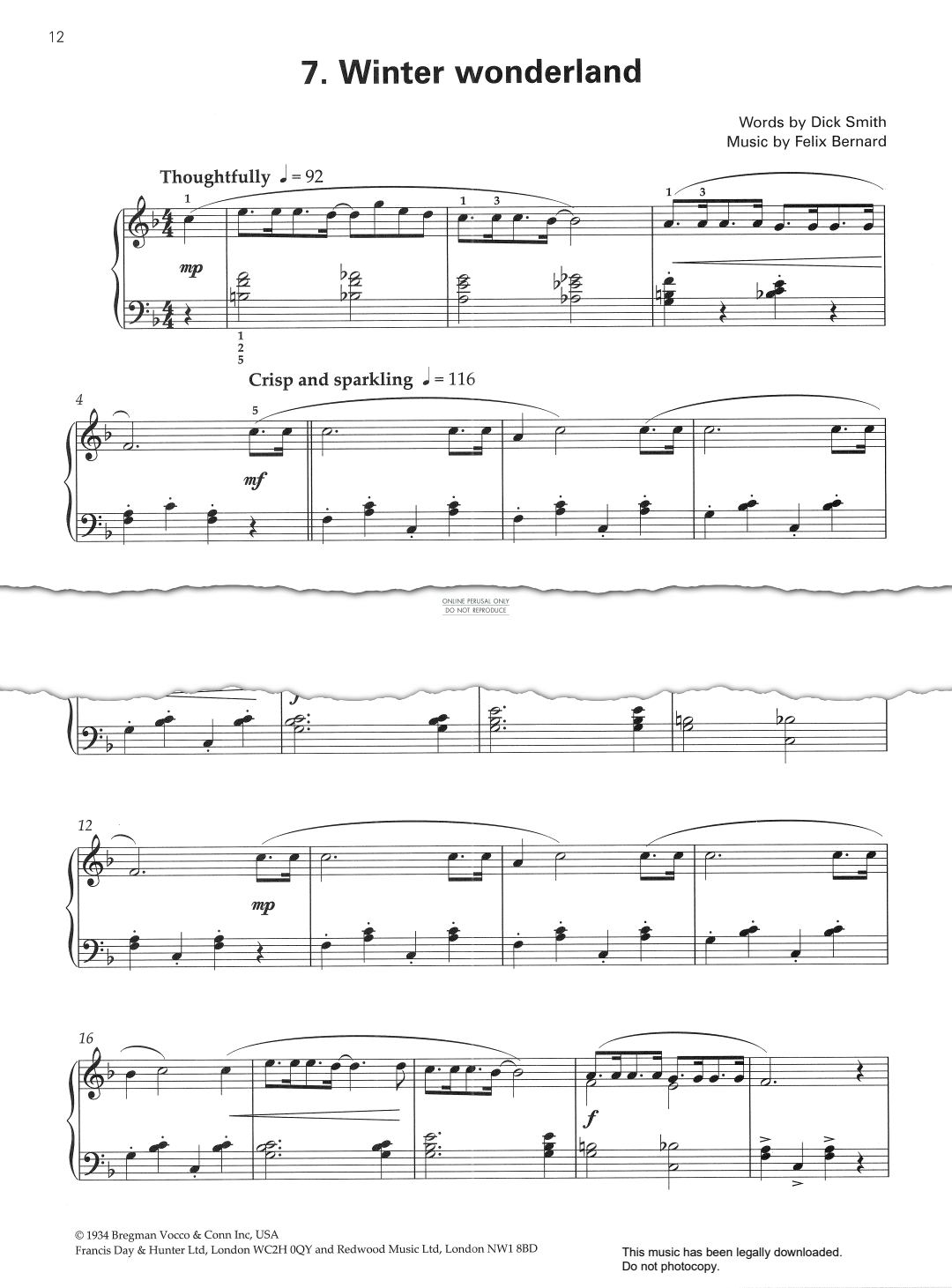 Produktgalerie: Seite 1 von 1 Winter Wonderland, Felix Bernard, Klavier