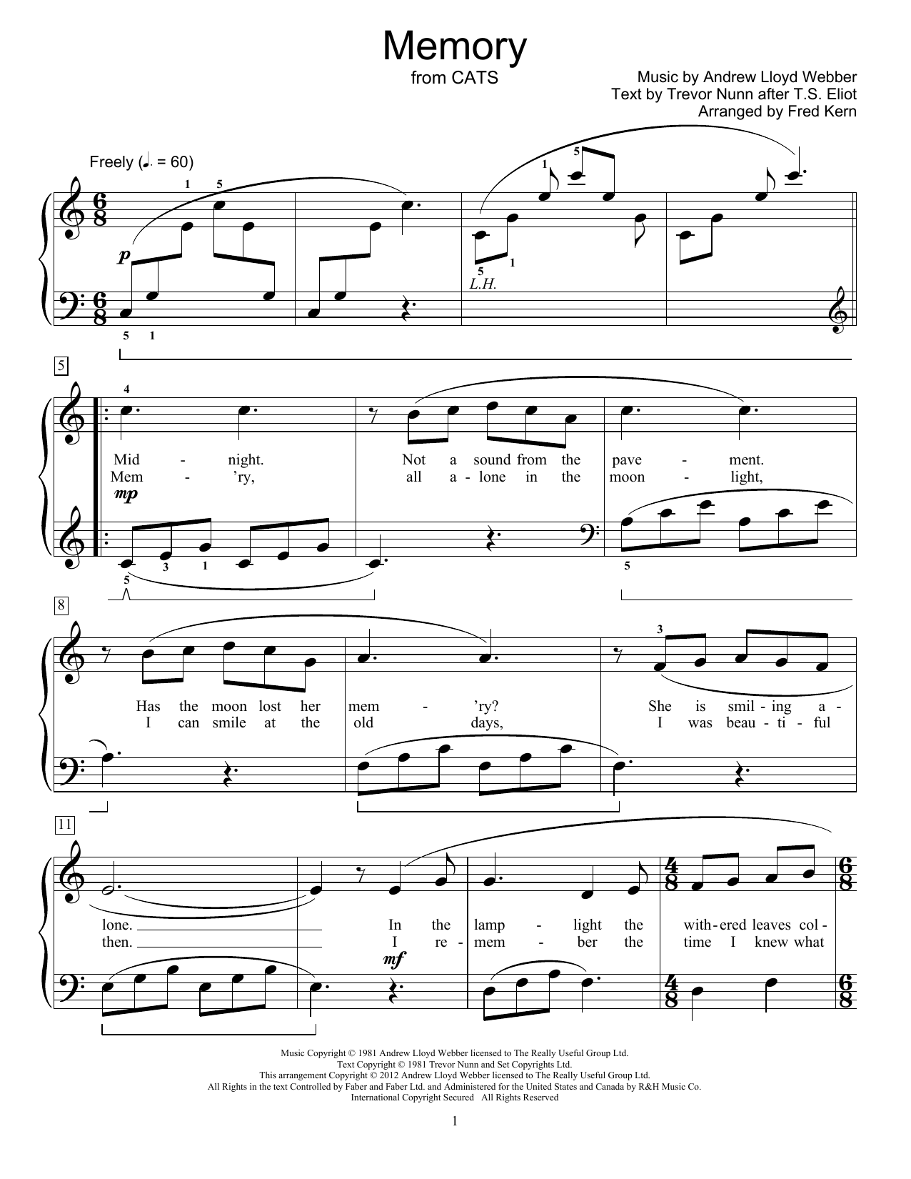 Produktbild zu: Memory (from Cats) (arr. Fred Kern)