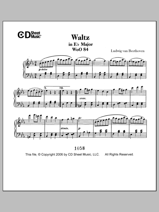 Produktbild zu:  Waltz In E-flat Major, Woo 84 - Ludwig van Beethoven