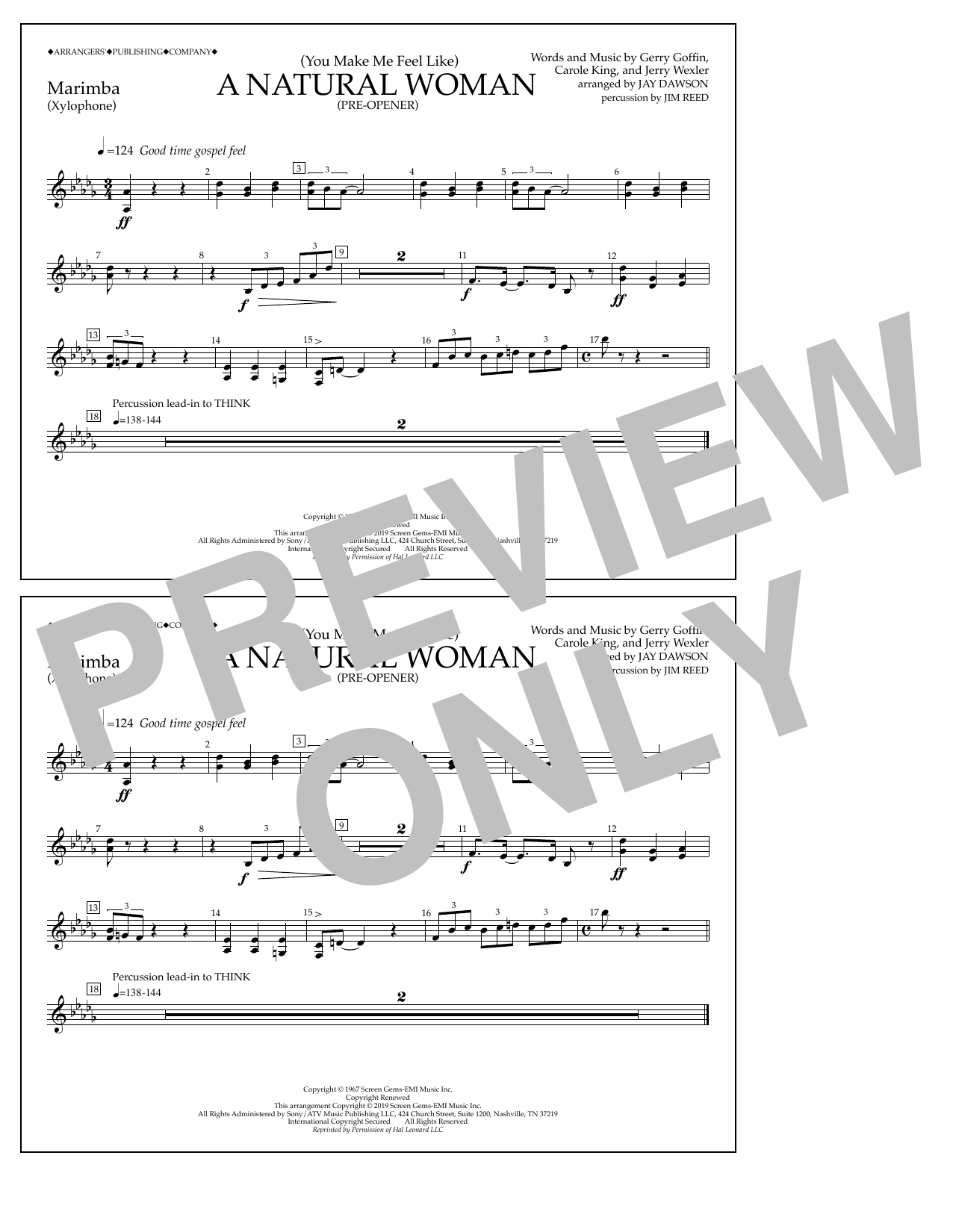 Produktbild zu: (You Make Me Feel Like) A Natural Woman (Pre-Opener) (arr. Jay Dawson) - Marimba