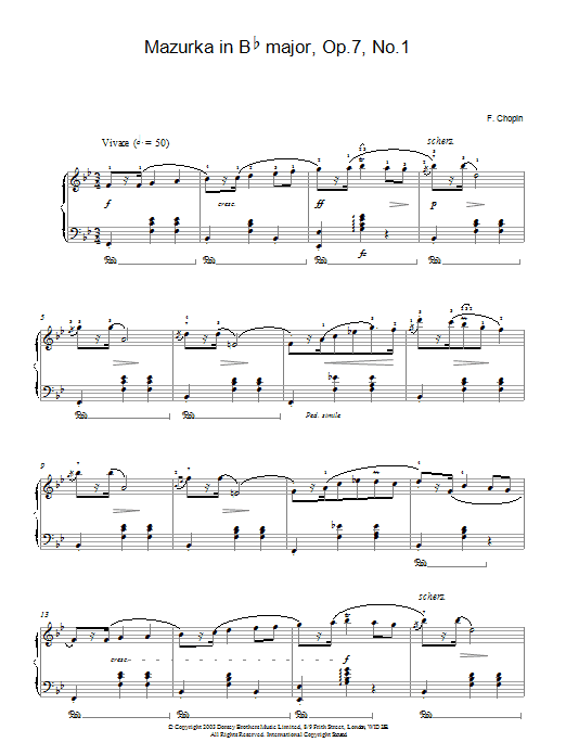 Product gallery: Page 1 of 1 Mazurka In Bb Major, Op. 7, No. 1, Frederic Chopin
