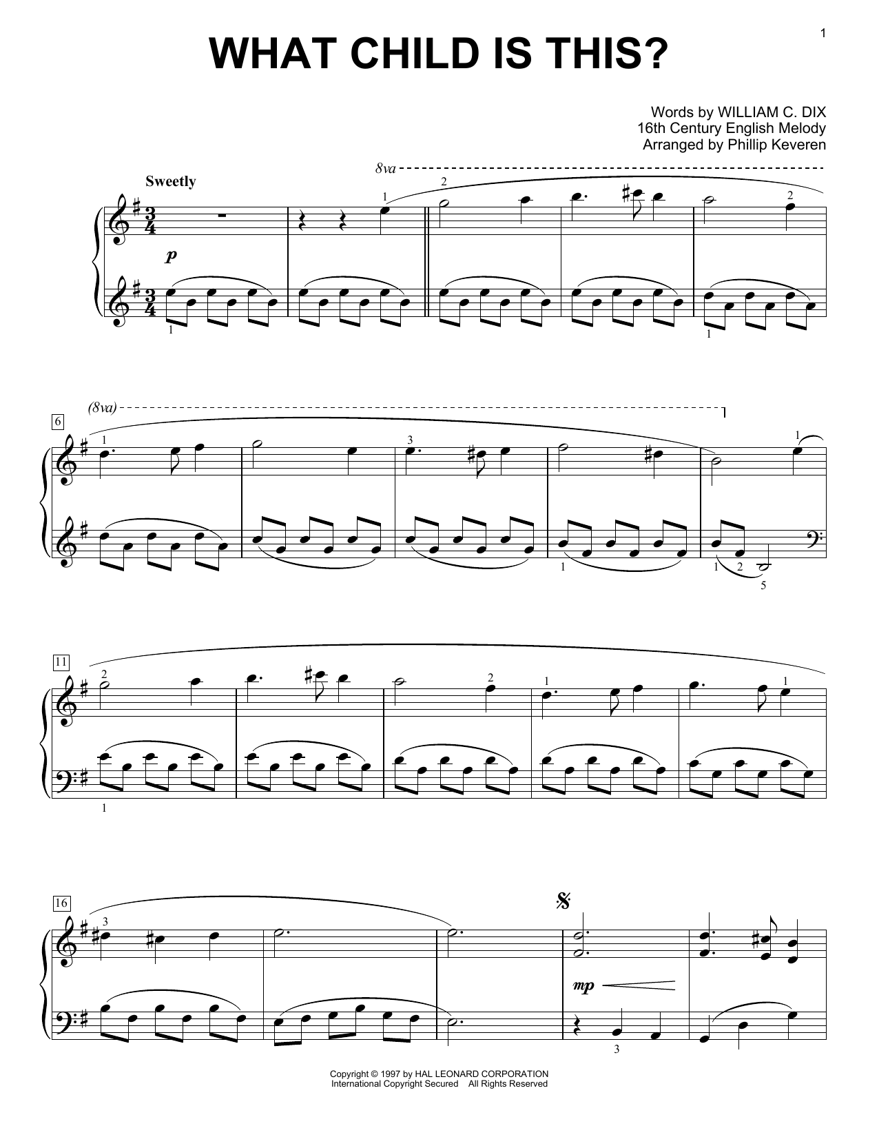 Produktgalerie: Seite 1 von 1 What Child Is This? (arr. Phillip Keveren), William C. Dix, Klavier