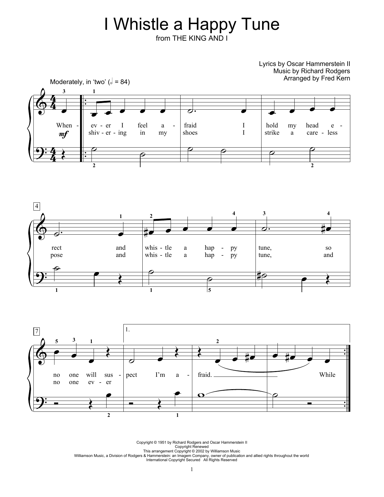 Product picture to: I Whistle A Happy Tune (from The King And I) (arr. Fred Kern)