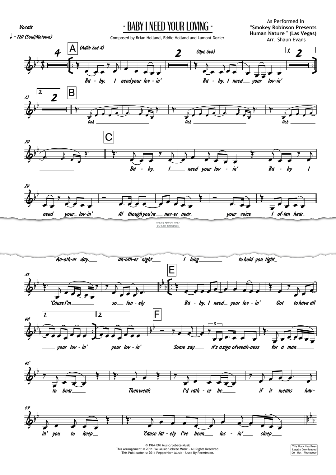 Product gallery: Page 1 of 1 Baby I Need Your Loving, Human Nature