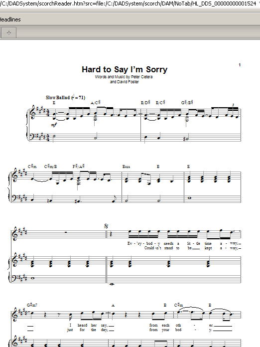 Produktgalerie: Seite 1 von 1 Hard To Say I'm Sorry, Chicago, Gesang, Klavier