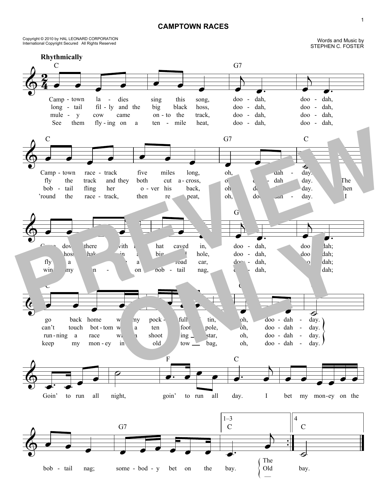 Produktgalerie: Seite 1 von 1 Camptown Races, Stephen C. Foster