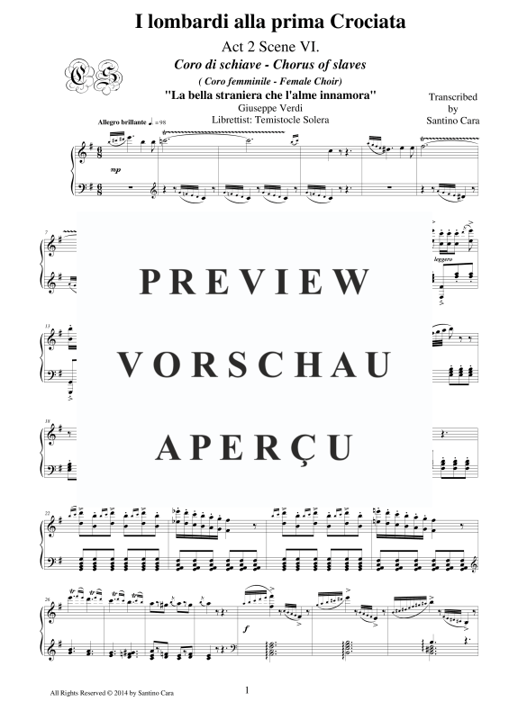 Produktgalerie: Seite 2 von 11 I Lombardi - (Act 2-VI) La bella straniera, , Frauenchor und Klavier