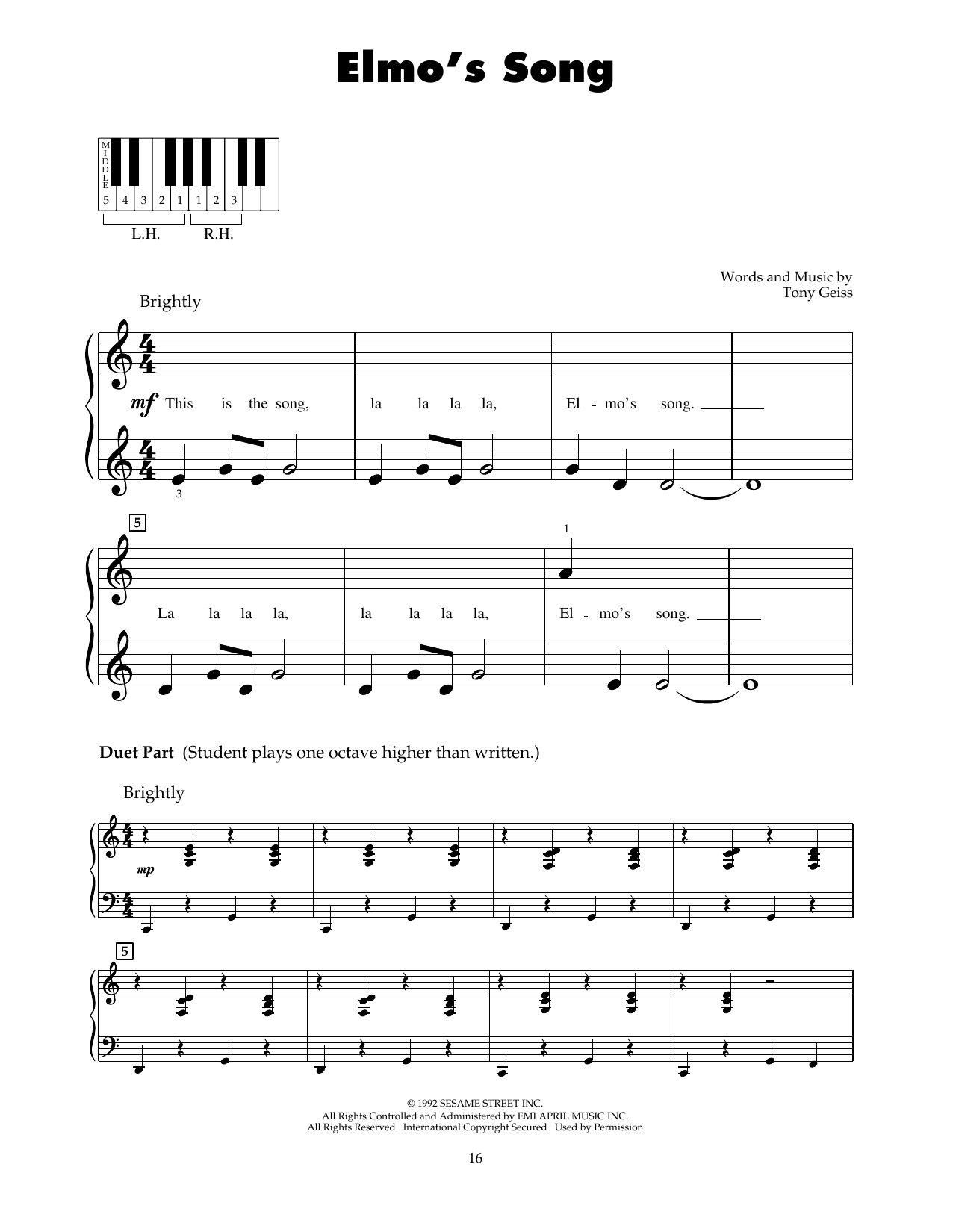 Produktgalerie: Seite 1 von 1 Elmo's Song, Tony Geiss, Klavier