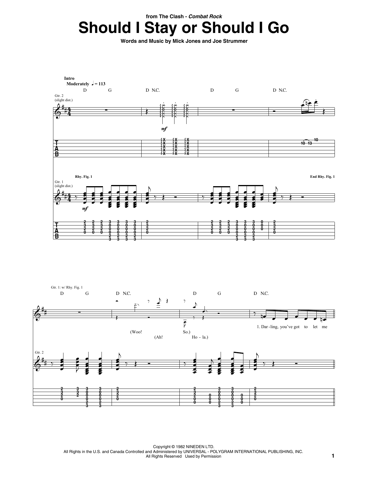Produktgalerie: Seite 1 von 1 Should I Stay Or Should I Go, The Clash, Gitarre