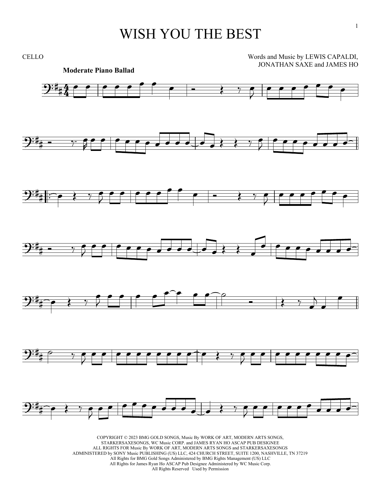 Produktgalerie: Seite 1 von 1 Wish You The Best, Lewis Capaldi, Violoncello