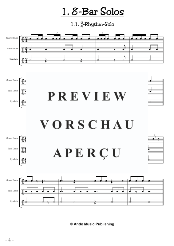 gallery: Solos for Marching Drums - Volume 1, , 50 Solo Pieces for Marching bands: Snare Drum, Bass Drum and Cymbals