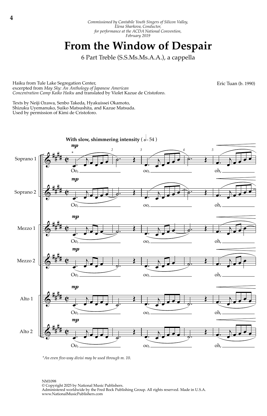 Produktgalerie: Seite 1 von 1 From The Window Of Despair (6-part Treble), Eric Tuan, Chor