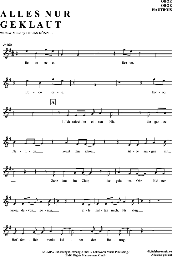 Produktgalerie: Seite 1 von 4 Alles nur geklaut , Prinzen, Die, (Oboe)