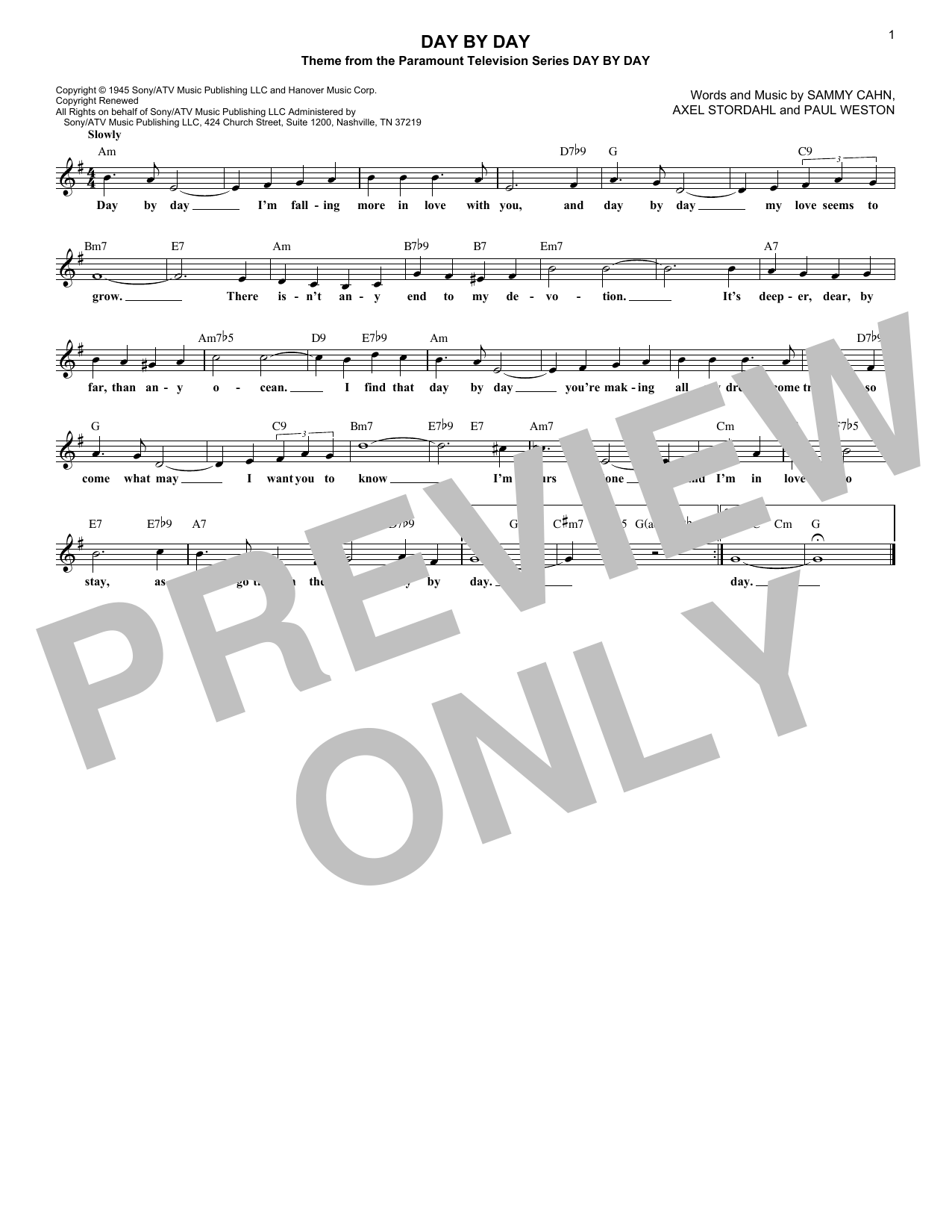 Product gallery: Page 1 of 1 Day By Day, Sammy Cahn
