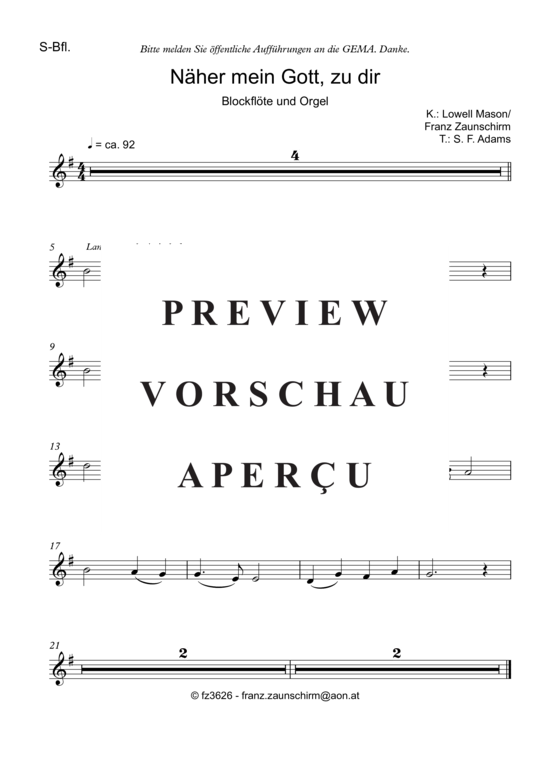 Product picture to: Näher mein Gott zu dir Lowell Mason (Zaunschirm)