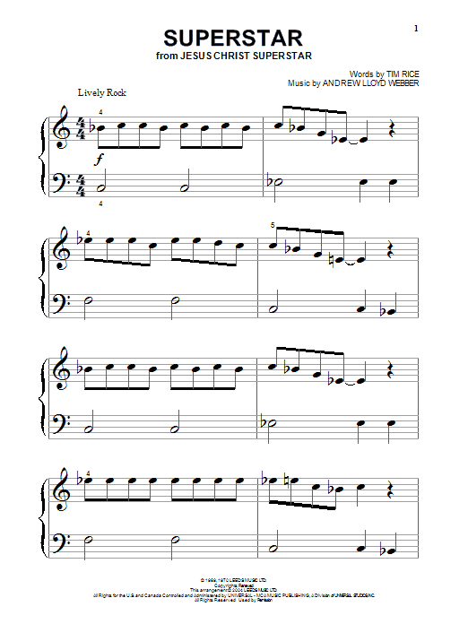 Produktgalerie: Seite 1 von 1 Superstar (from Jesus Christ Superstar), Andrew Lloyd Webber, Klavier