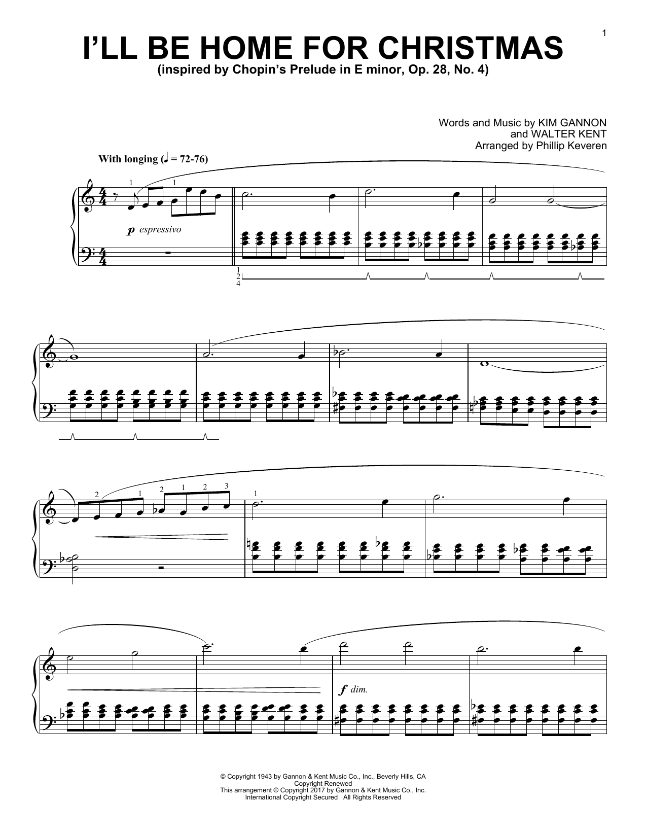 Produktgalerie: Seite 1 von 1 I'll Be Home For Christmas [Classical version] (arr. Phillip Keveren), Kim Gannon, Klavier