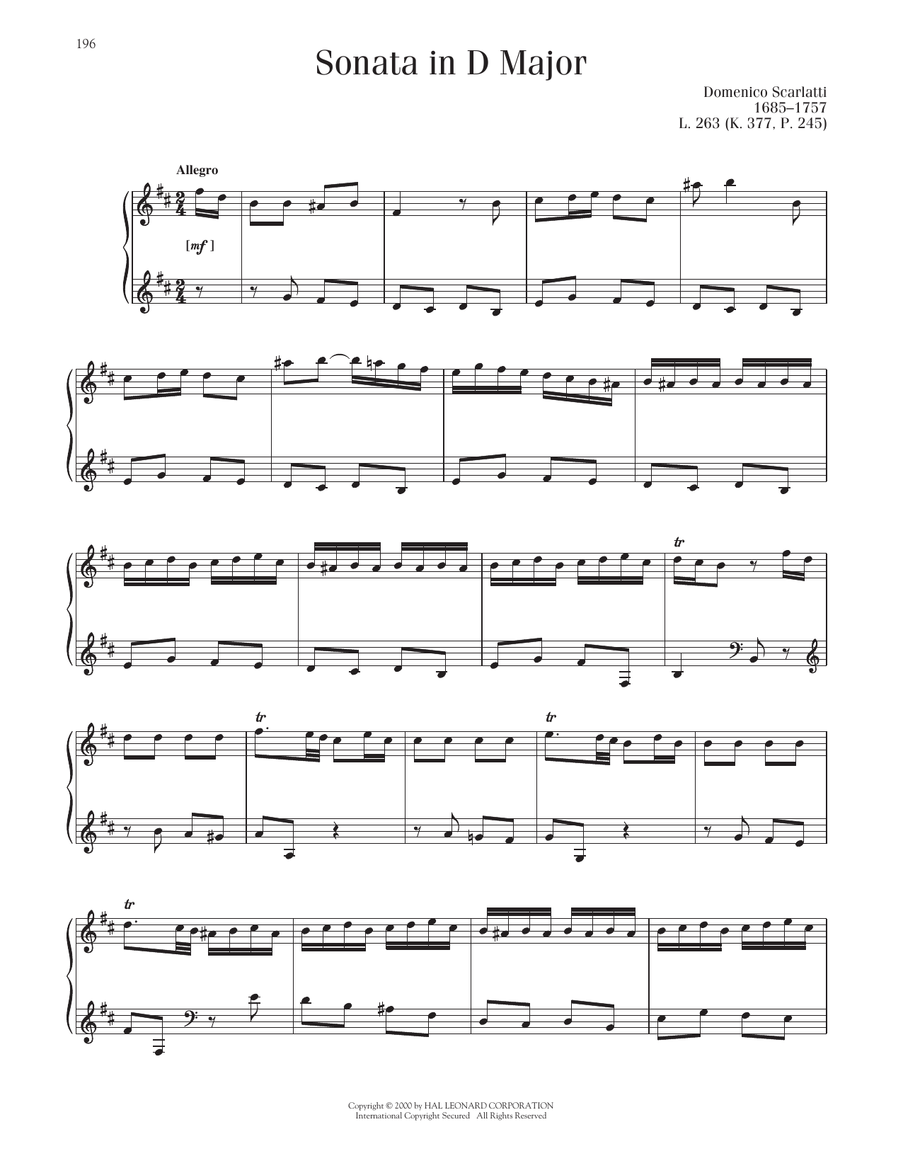 Product picture to: Sonata In D Major, K. 377