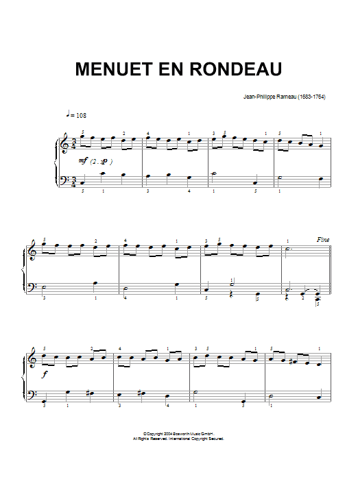 Product gallery: Page 1 of 1 Menuet En Rondeau, Jean-Philippe Rameau