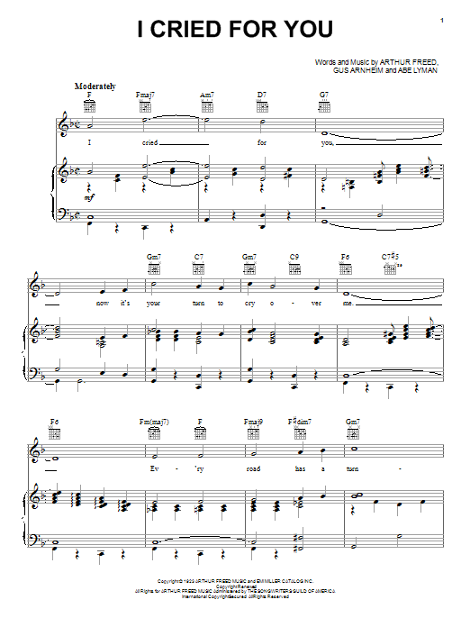 Product gallery: Page 1 of 1 I Cried For You, Abe Lyman