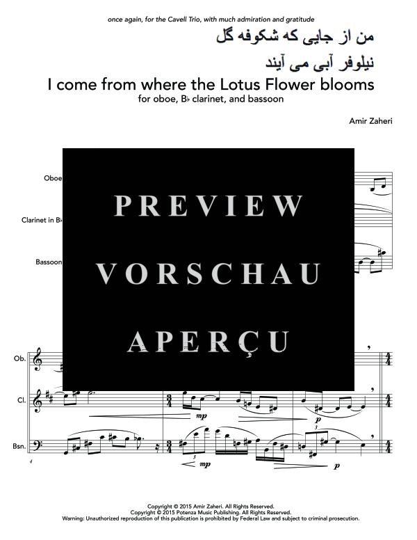 Product gallery: Page 7 of 11 I come from where the Lotus Flower blooms, , (woodwind trio oboe, clarinet and bassoon)