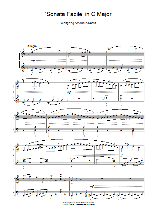 Product gallery: Page 1 of 1 Allegro (from Piano Sonata In C K545), Wolfgang Amadeus Mozart