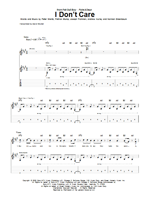 Produktgalerie: Seite 1 von 1 I Don't Care, Fall Out Boy, Gitarre