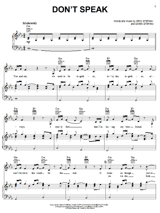 Produktgalerie: Seite 1 von 1 Don't Speak, No Doubt, Gesang, Gitarre, Klavier