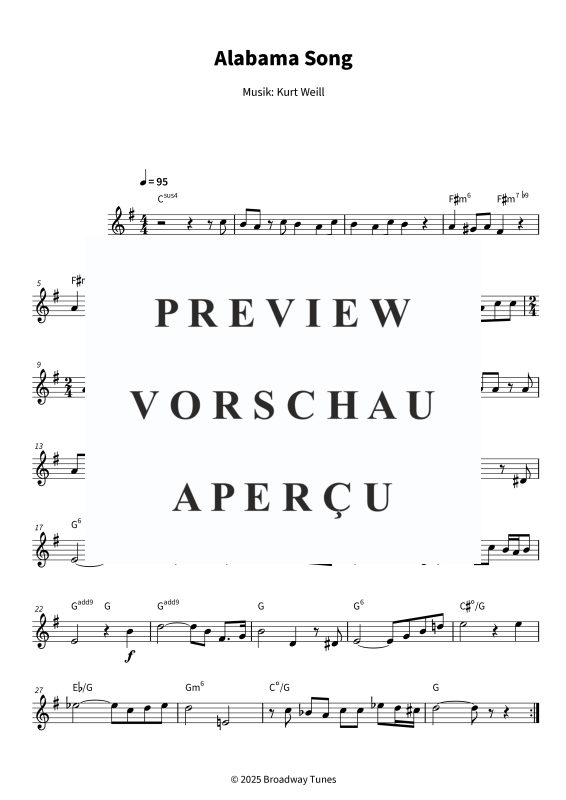 gallery: Alabama Song, , (Alt Saxophon Solo & Akkorde - Leadsheet)