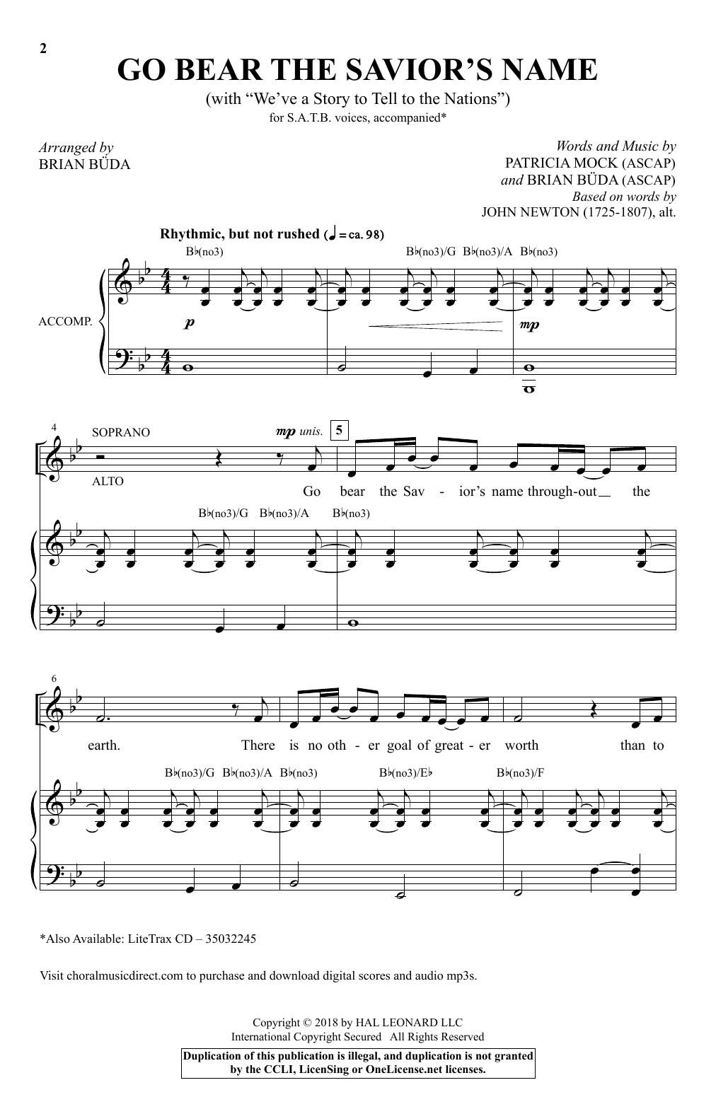 Produktbild zu: Go Bear The Savior's Name (With We've A Story To Tell) (arr. Brian Buda)