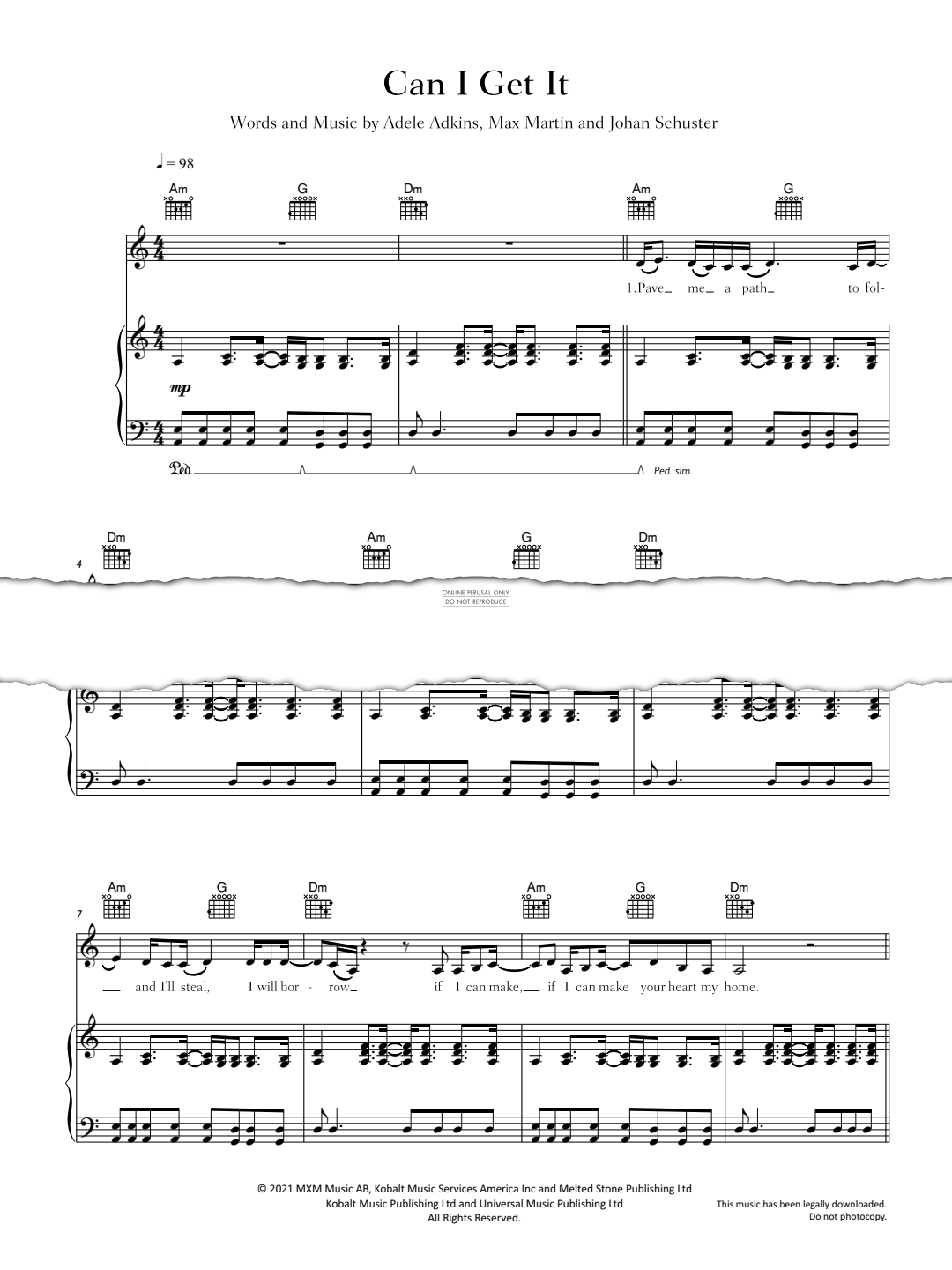Produktgalerie: Seite 1 von 1 Can I Get It, Adele, Gesang, Gitarre, Klavier
