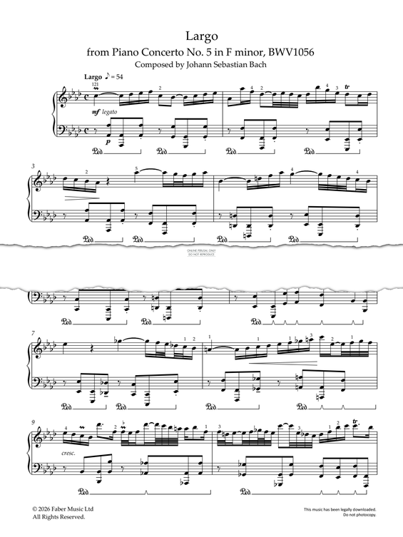 Produktbild zu: Largo (from the Piano Concerto No. 5 in F Minor) BWV1056