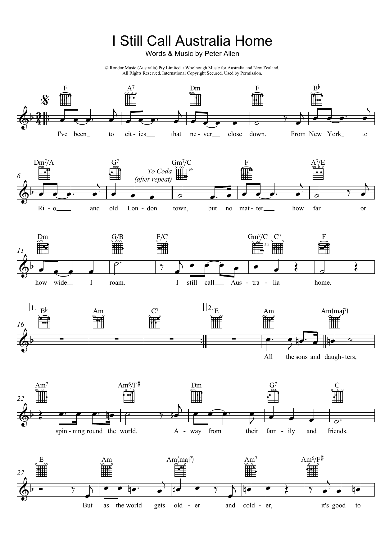 Produktbild zu: I Still Call Australia Home (from The Boy From Oz)