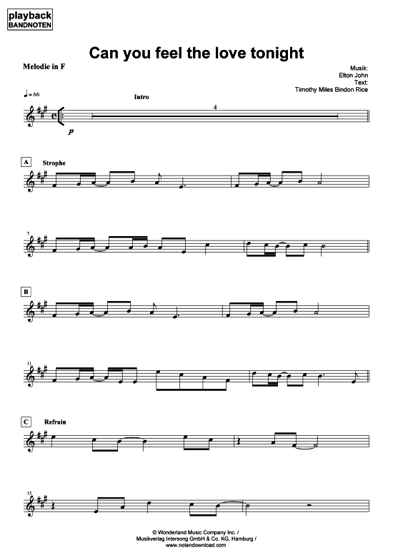 Produktbild zu: Can you feel the love tonight - Melodie in FElton John