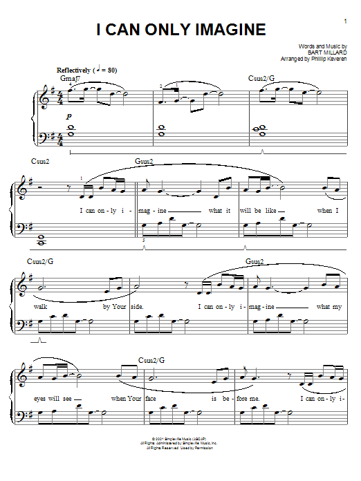 Product picture to: I Can Only Imagine (arr. Phillip Keveren)