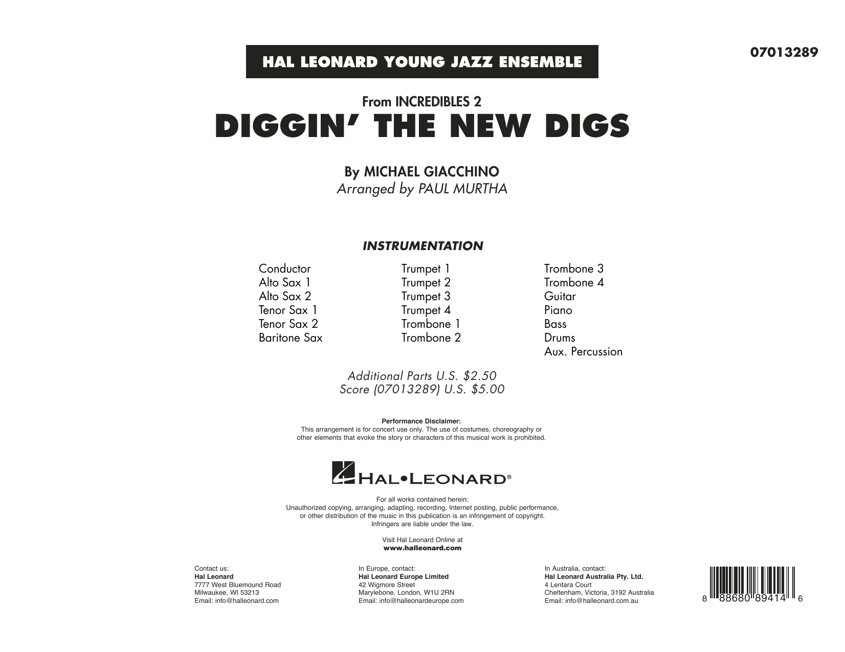 Produktgalerie: Seite 1 von 1 Diggin' the New Digs (from Incredibles 2) (arr. Paul Murtha) - Conductor Score (Full Score), 
