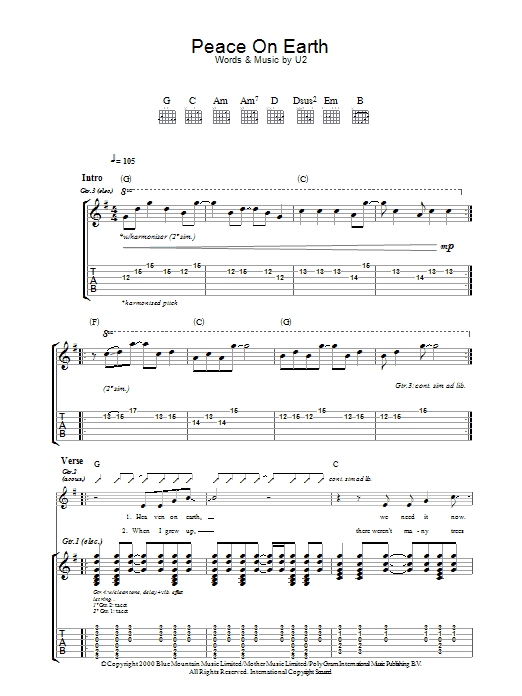 Produktgalerie: Seite 1 von 1 Peace On Earth, U2, Gitarre