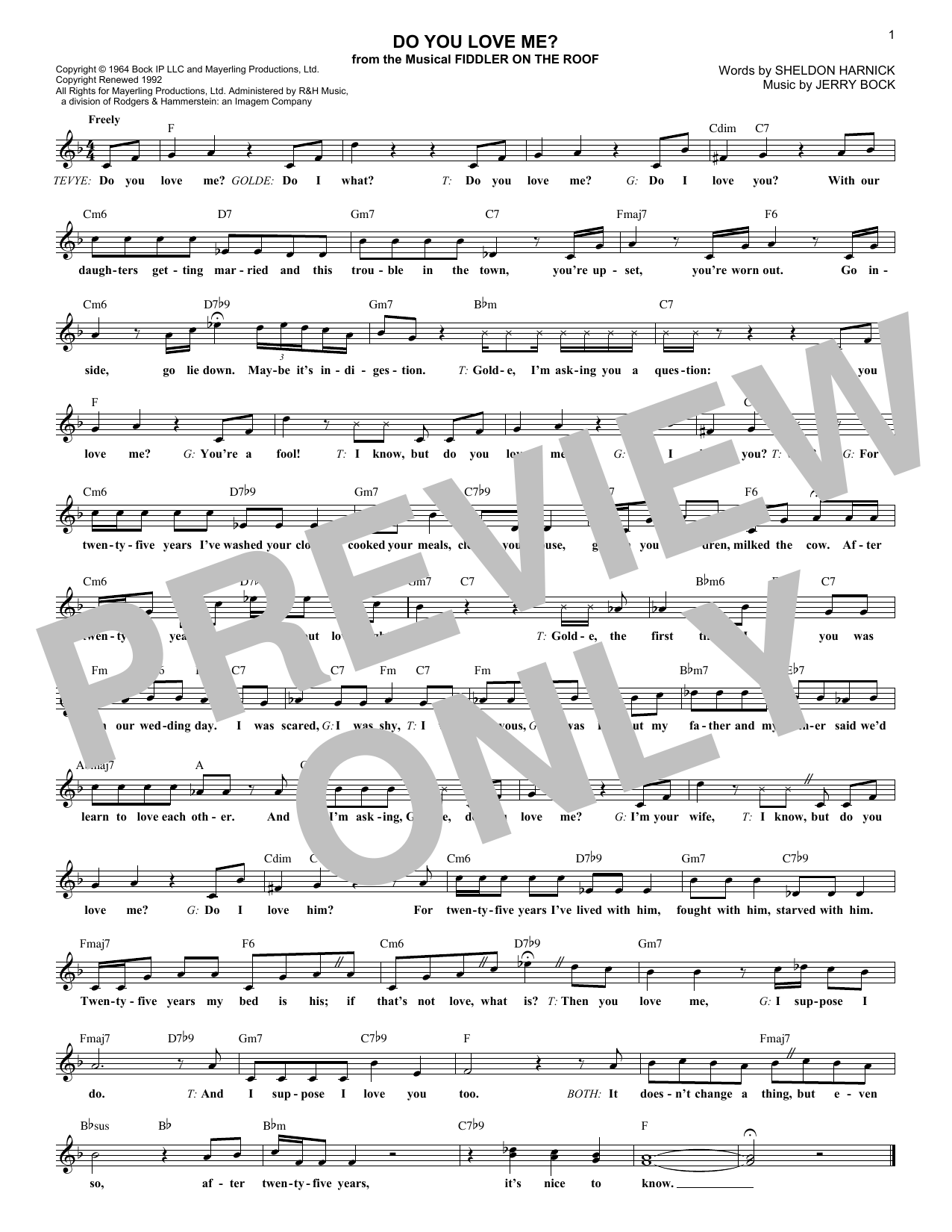 Product gallery: Page 1 of 1 Do You Love Me?, Sheldon Harnick