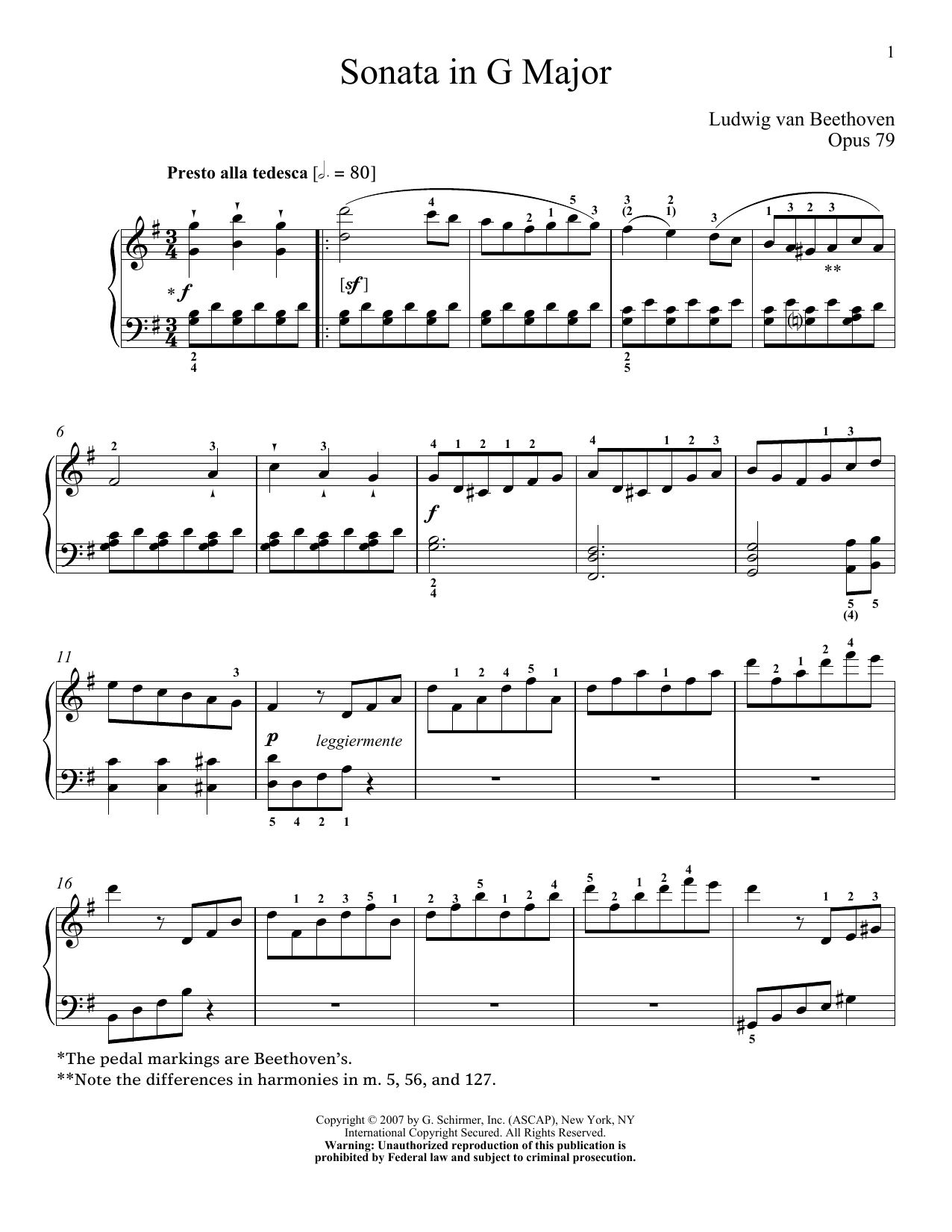 Product gallery: Page 1 of 1 Piano Sonata No. 25 In G Major, Op. 79, Ludwig van Beethoven