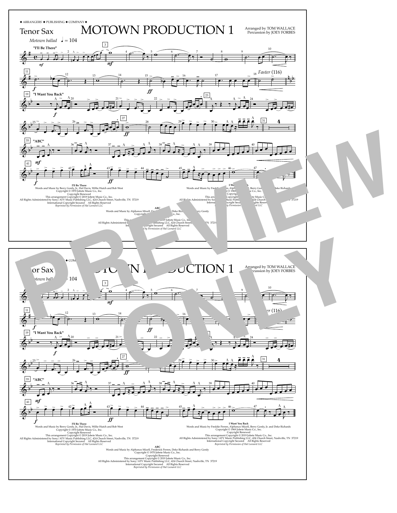 Produktbild zu: Motown Production 1(arr. Tom Wallace) - Tenor Sax