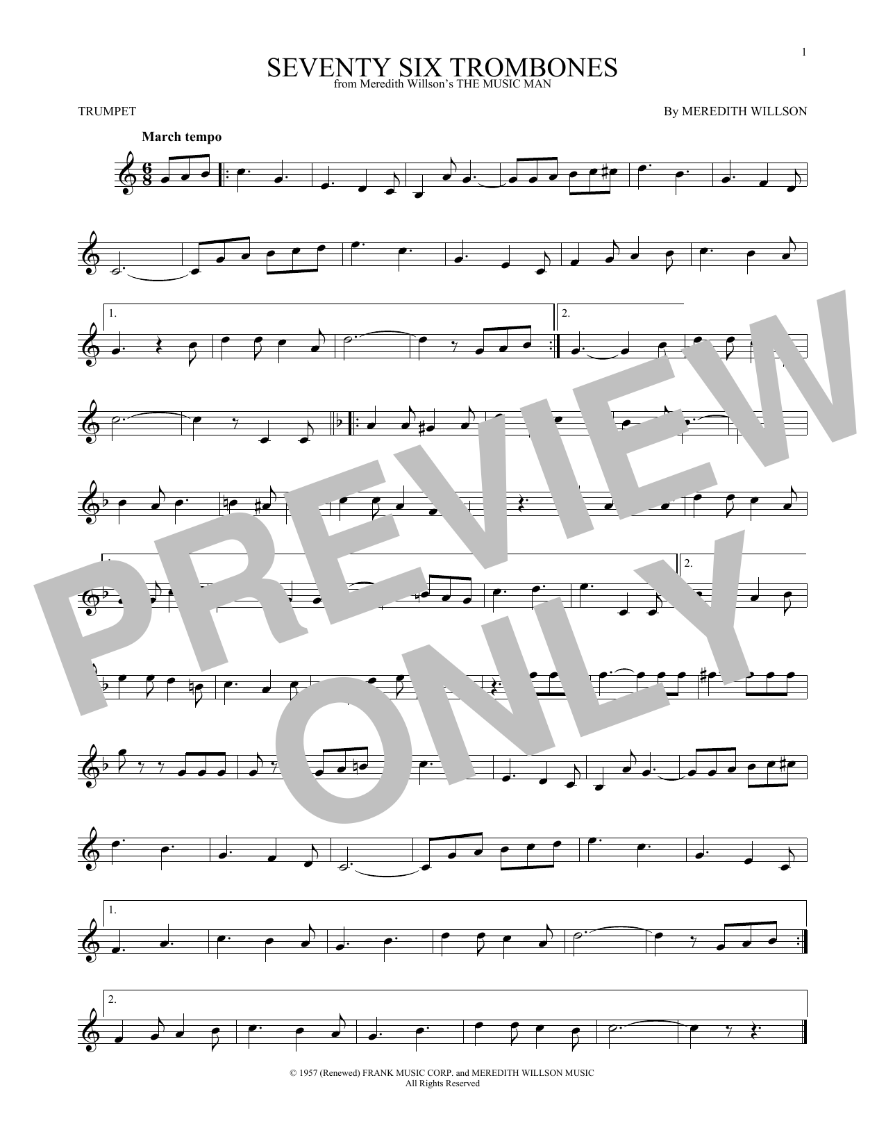 Produktgalerie: Seite 1 von 1 Seventy Six Trombones, Meredith Willson, Trompete